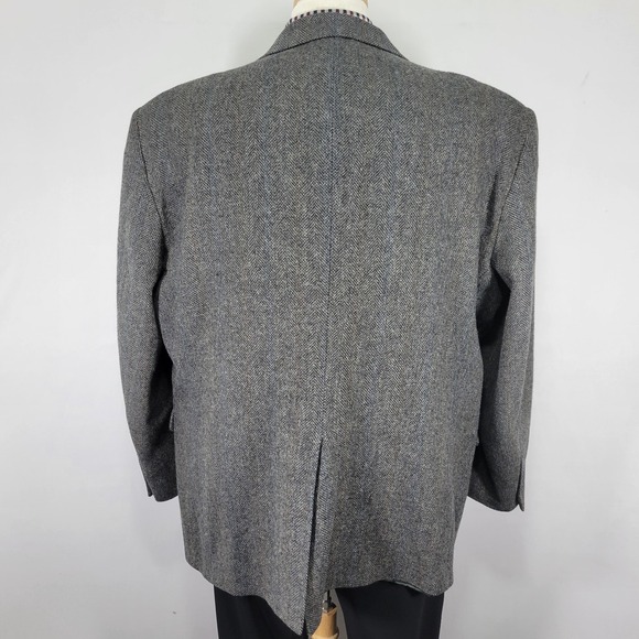 Cricketeer Men's Tweed Sport Coat Two Button Gray Lambs Wool Herringbone 50R‎ - Picture 11 of 16